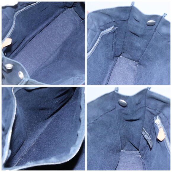 HERMES Fourre Tout PM Hand Bag Canvas Navy Brown Auth ti2734 - Picture 12 of 13